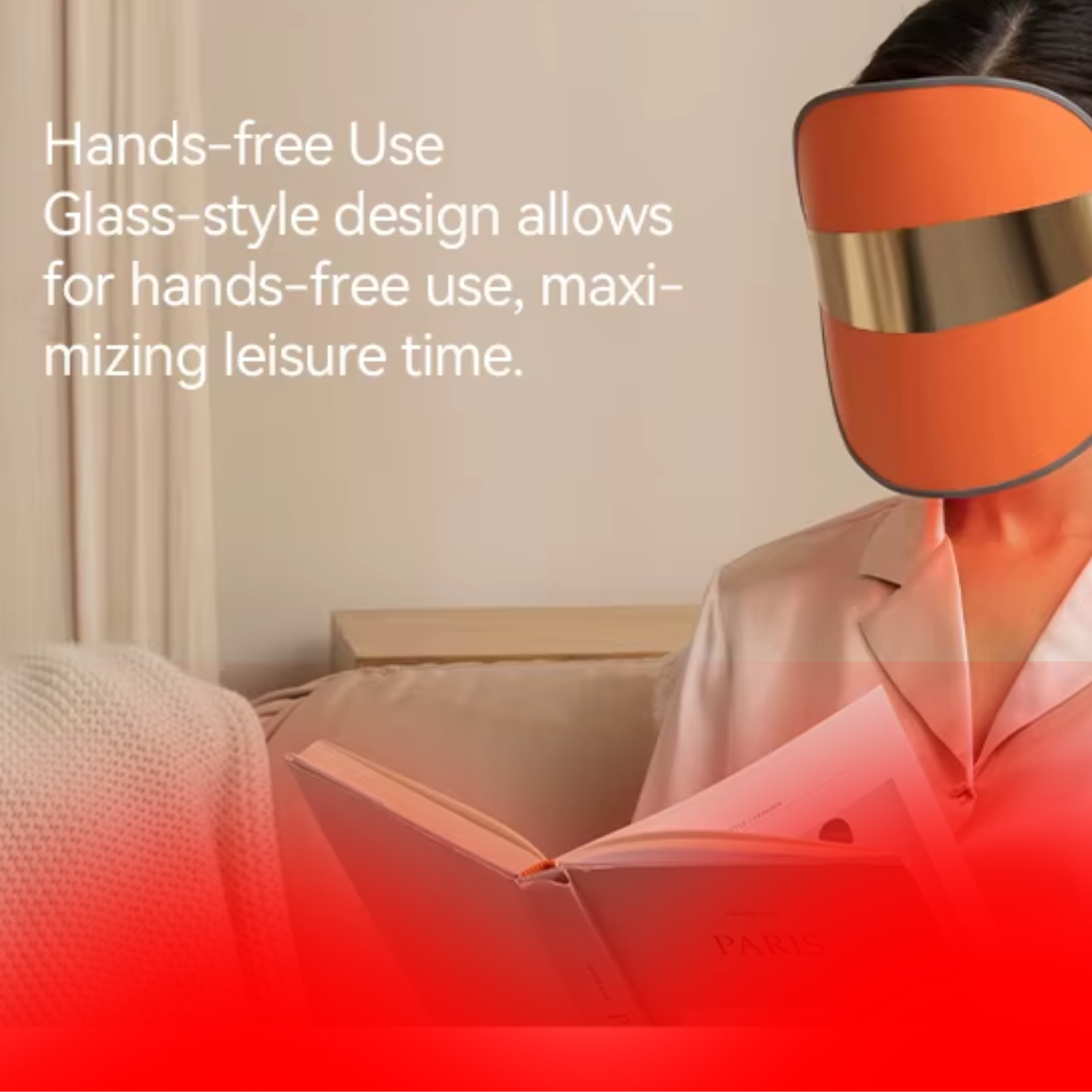 Valenluma Ultralight 3-Color LED Light Therapy Face Mask Ergonomic Design for Home Use