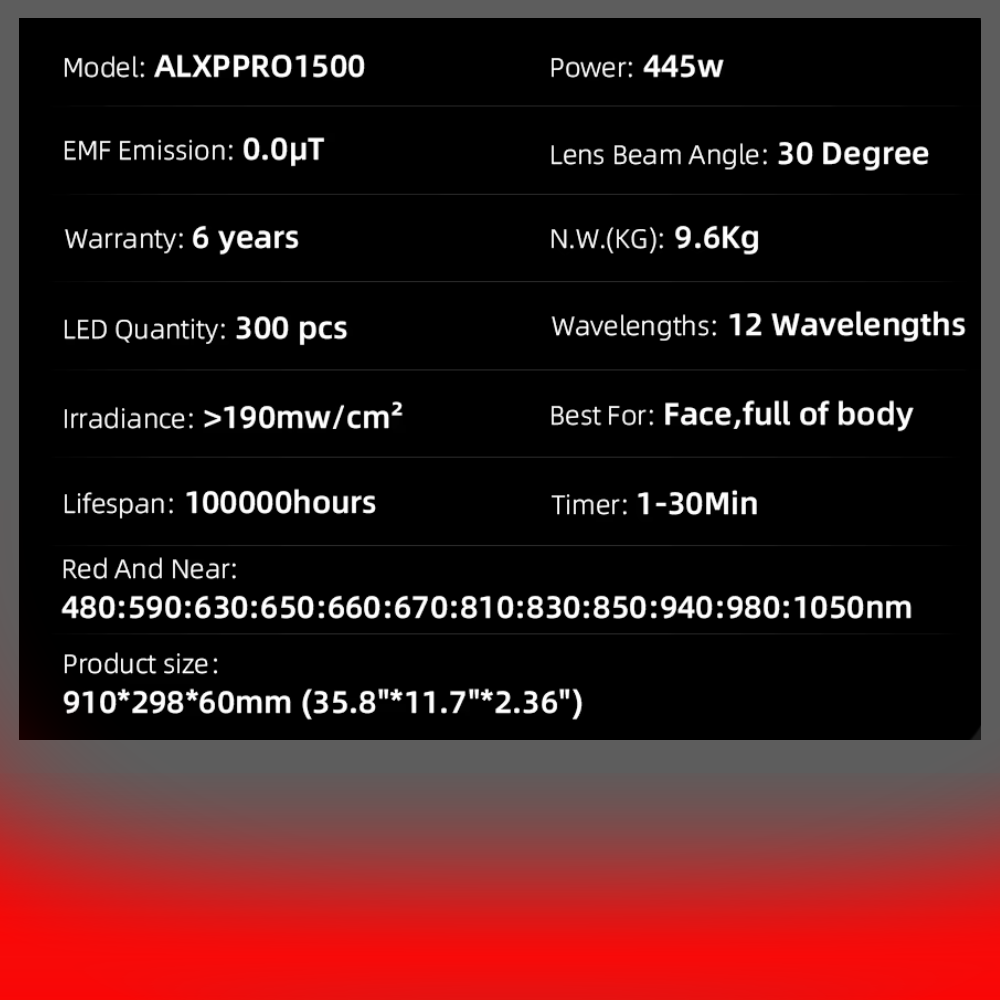 Valenluma Zenith Tero Series 1500W 7 Wavelength Full Body Red Light Therapy Panel with Stand  1500W Infrared Beauty & Recovery Light for Home, Clinic & Commercial Use
