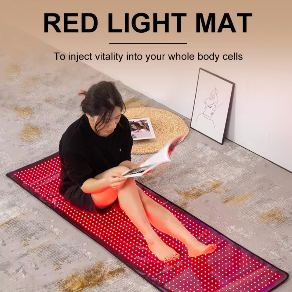 Higher Dose Red Light Mat Full Body LED 660nm Red Light Therapy Mat LED 3840 Pcs 1280pcs red light (660 nm) and 2560pcs invisible infrared lights Near Infrared Light Therapy Devices for Whole Full Body Pain Relief