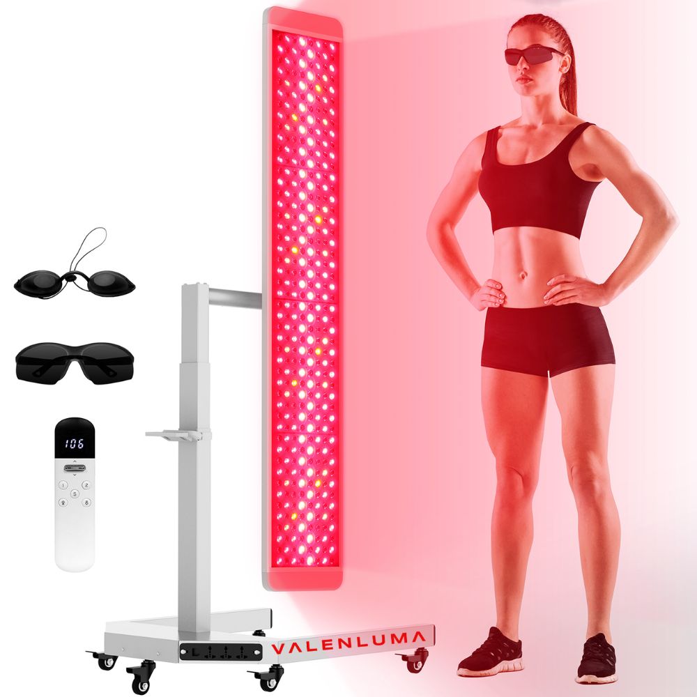 Valenluma Core Infinity Series Infrared Light Panel LED Red Light Therapy Panel 2400 W with Stand and Voice Control 480 Pcs – 7 Wavelength Full Body System