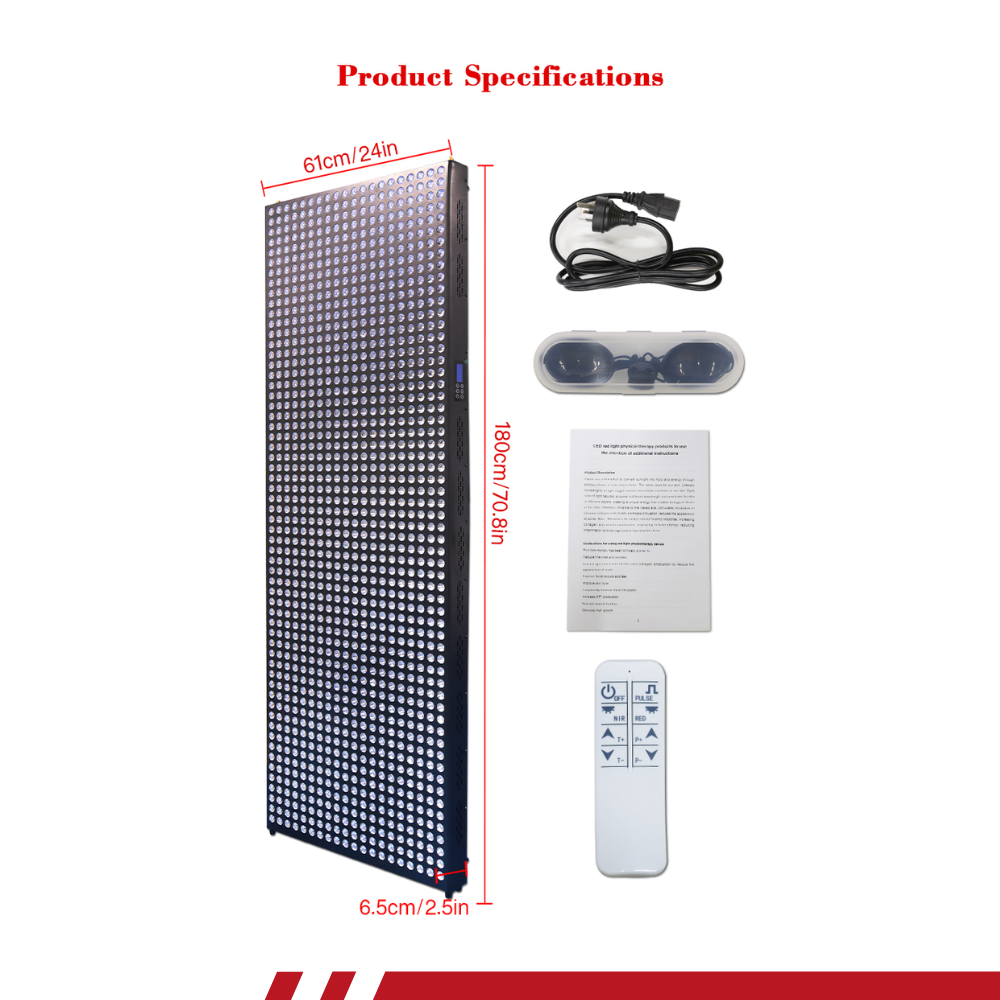 Valenluma Force Titan Series 6000W Infrared Large Red Light Therapy Panel – Full Body LED 1200 Pcs with  Stand