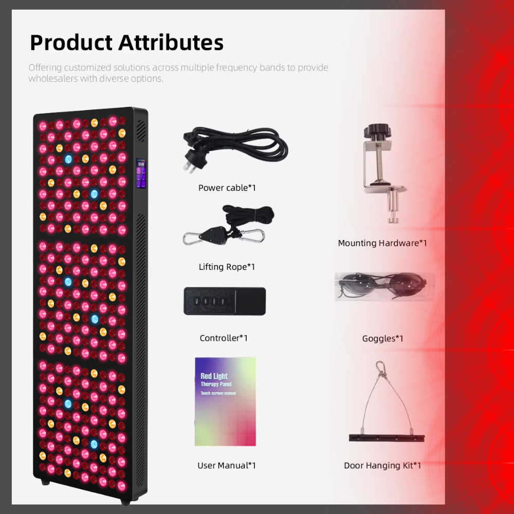 Valenluma Zenith Tero Series 1500W 7 Wavelength Full Body Red Light Therapy Panel with Stand  1500W Infrared Beauty & Recovery Light for Home, Clinic & Commercial Use