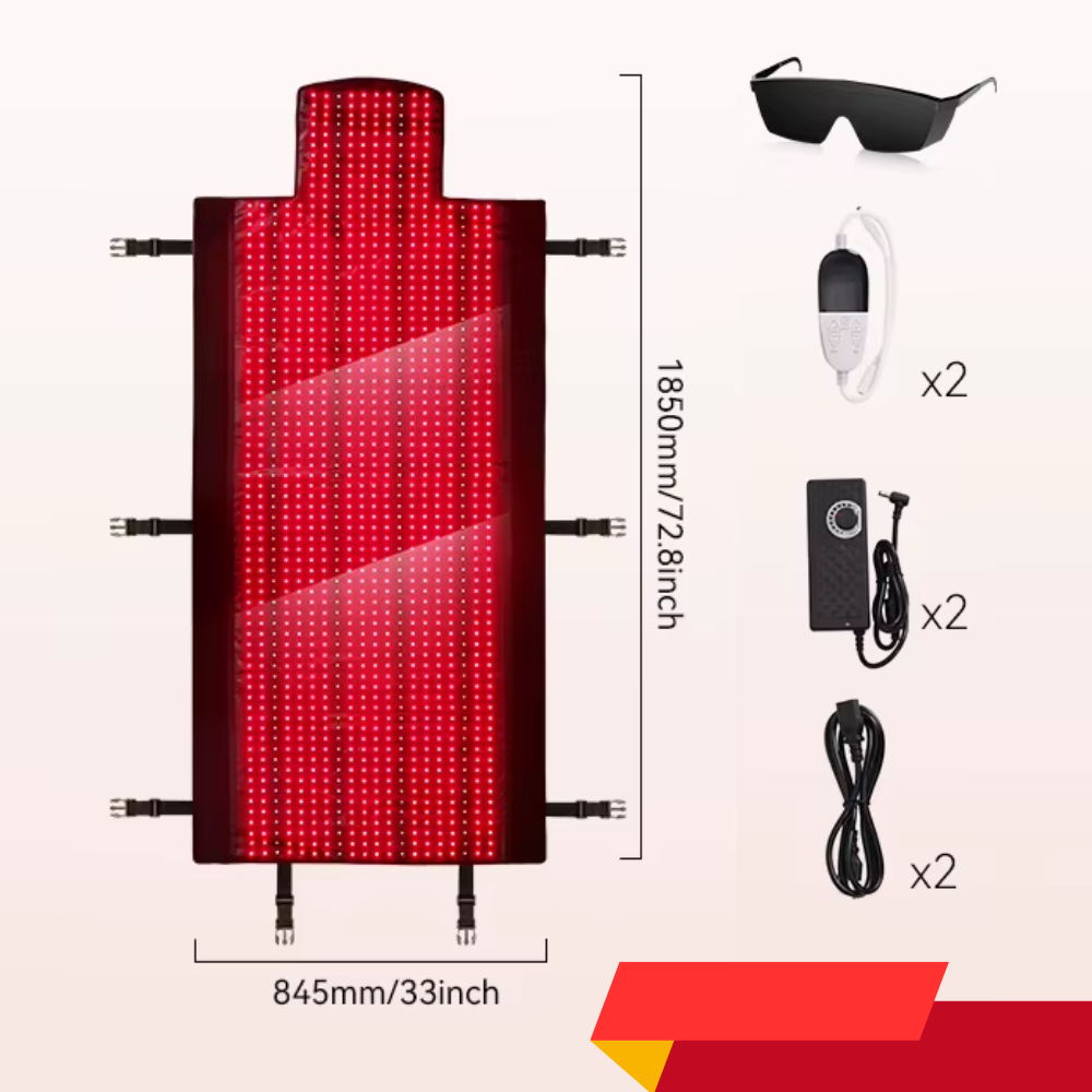 Full Body Wearable Infrared Light Therapy Blanket Collagen Production Medical-Grade TPU Red Light Therapy Mat for Full Body Pain Relief, 190x85 CM Dual Wavelength Infrared Red Light Blanket with 2570 LEDs for Home Use