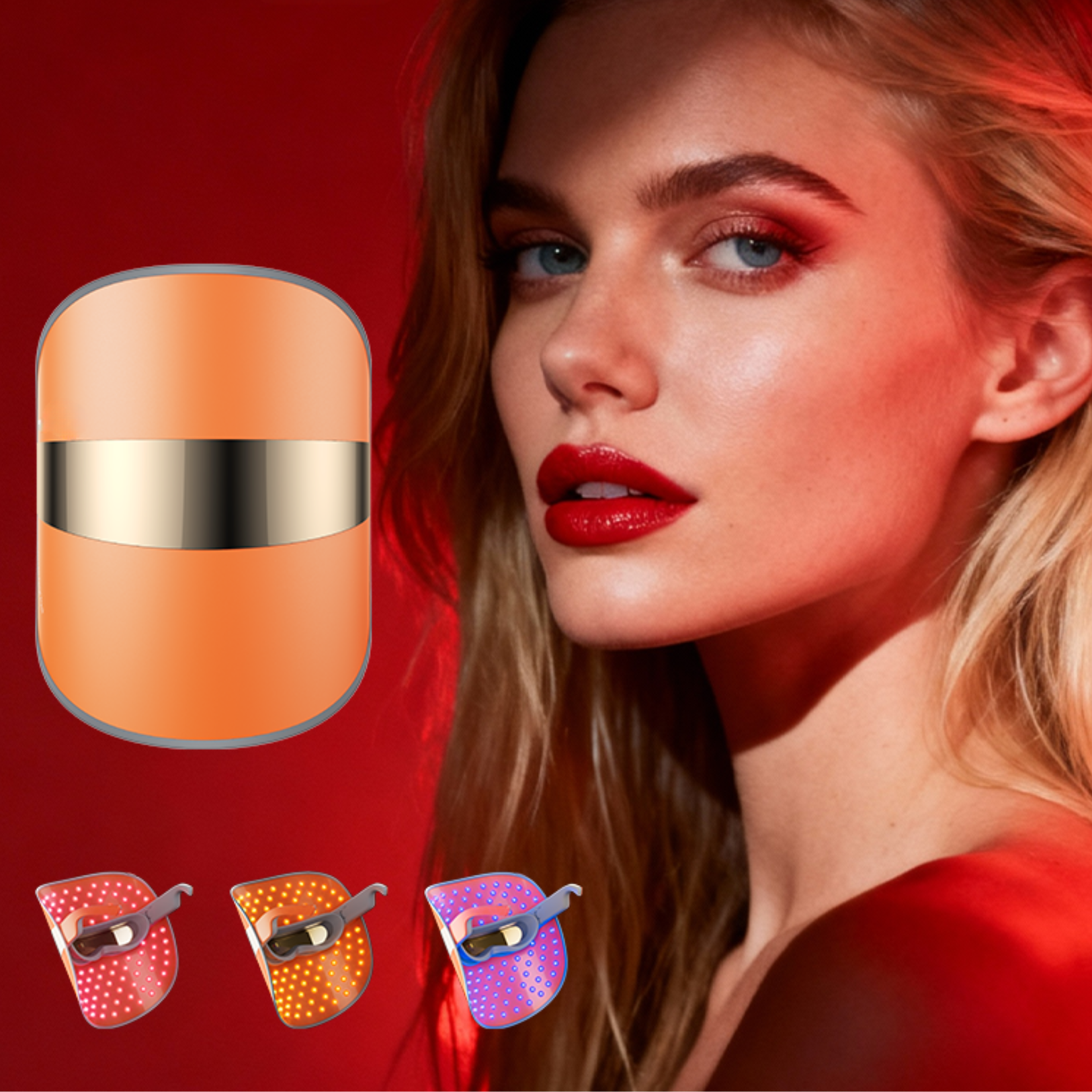Valenluma Ultralight 3-Color LED Light Therapy Face Mask Ergonomic Design for Home Use