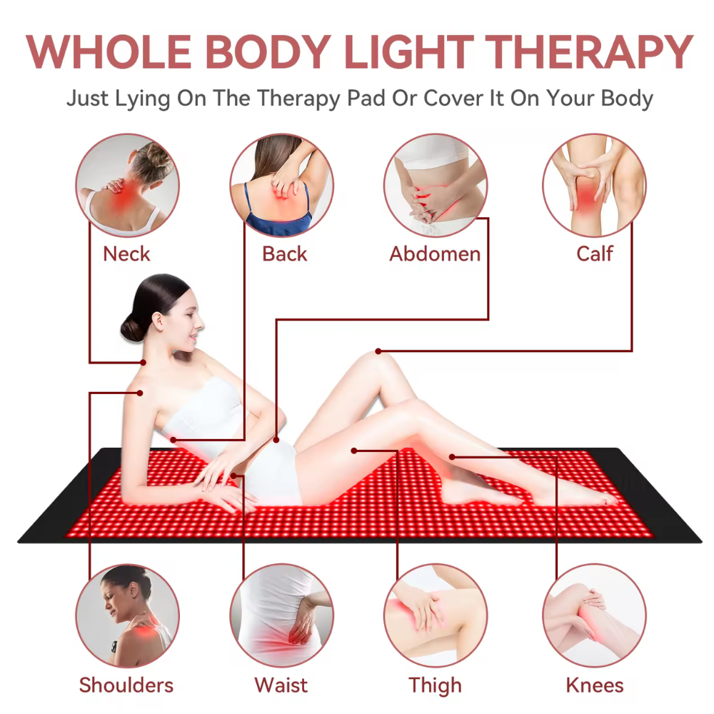 Higher Dose Red Light Mat Full Body LED 660nm Red Light Therapy Mat LED 3840 Pcs 1280pcs red light (660 nm) and 2560pcs invisible infrared lights Near Infrared Light Therapy Devices for Whole Full Body Pain Relief