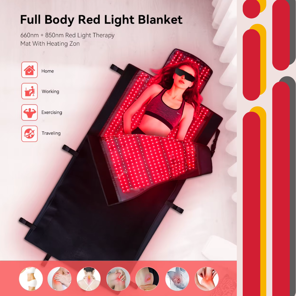 Full Body Wearable Infrared Light Therapy Blanket Collagen Production Medical-Grade TPU Red Light Therapy Mat for Full Body Pain Relief, 190x85 CM Dual Wavelength Infrared Red Light Blanket with 2570 LEDs for Home Use