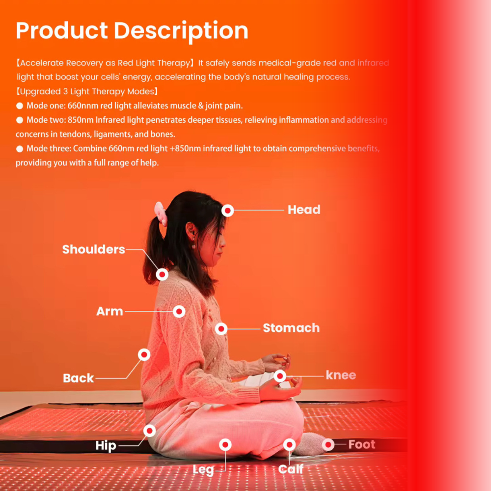 Red Light Therapy Sleeping Bag Full Body Blanket Tri Chip  660 850 Spectrum Full Body Infrared therapy with a light density of 170 mW/cm².Sleeping Bag Infrared Therapy Lamp Sleeping Bag Cover Red Light Therapy Blanket size 63x 24 Inch for pain relief