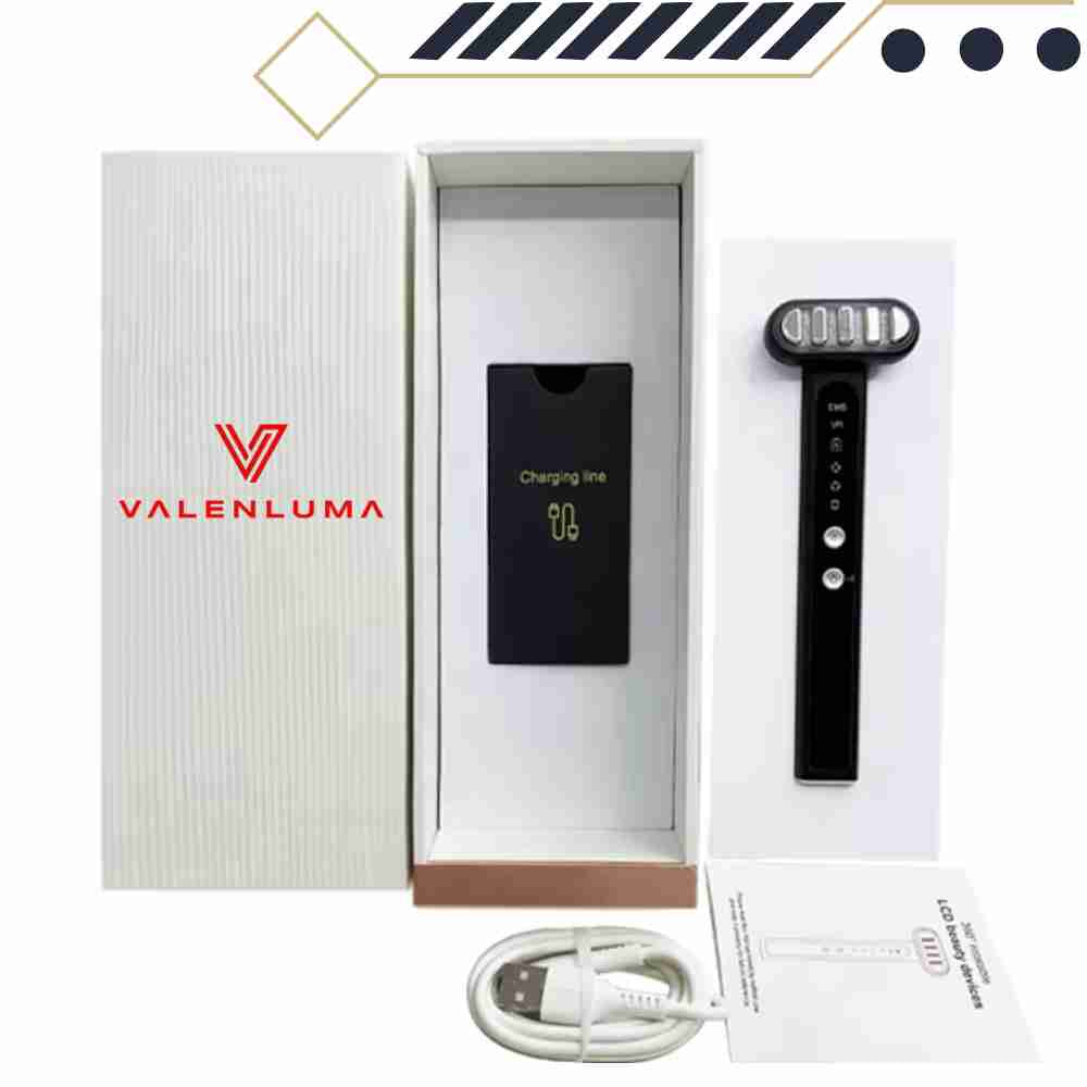 Valenluma Red Light Facial Wand 360 Degree LCD Display  Microcurrent for Lift Face Tighten Firmer Home Use