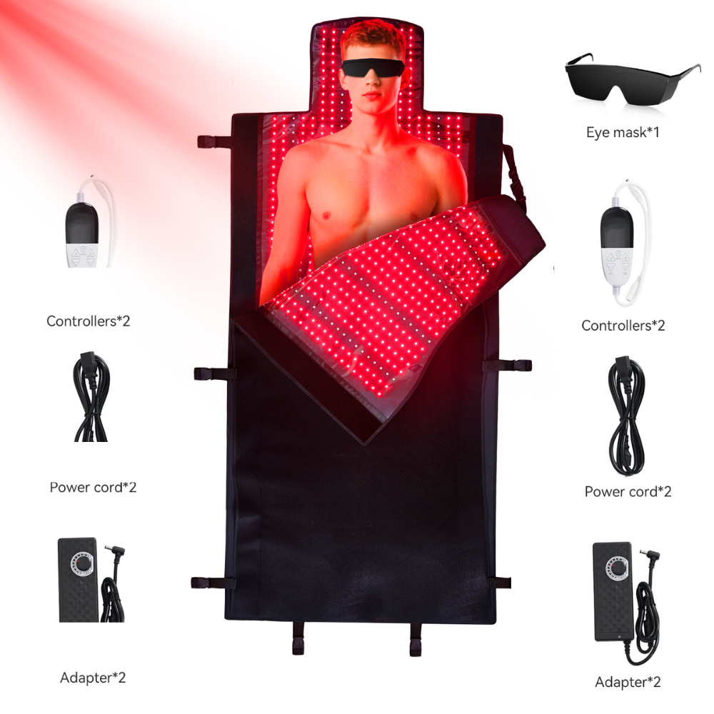 Infrared Light Therapy Sleeping Bag Full Body Blanket Collagen Production Medical-Grade TPU Red Light Therapy Mat for Full Body Pain Relief, 160x70 CM Dual Wavelength Infrared Red Light Blanket with 2520 LEDs for Home Use