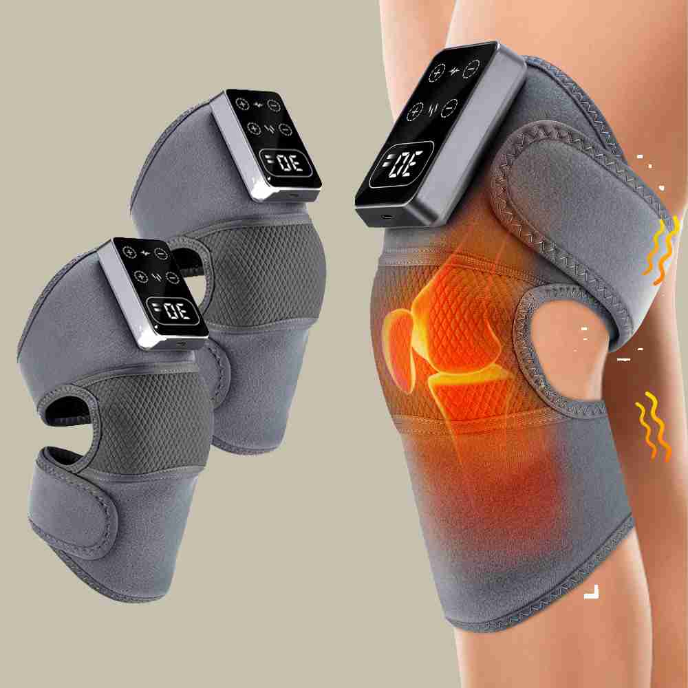 Pack of 2 Electric Wireless Knee Massager Heating Touch Panel 3000mAh Battery for Running/Weightlifting Non-Slip Knee