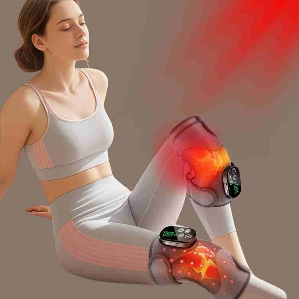 Pack of 2 Red-light Therapy Knee Massager with Heat & Vibration Massage Elbow Shoulder Knee Wrap Belt