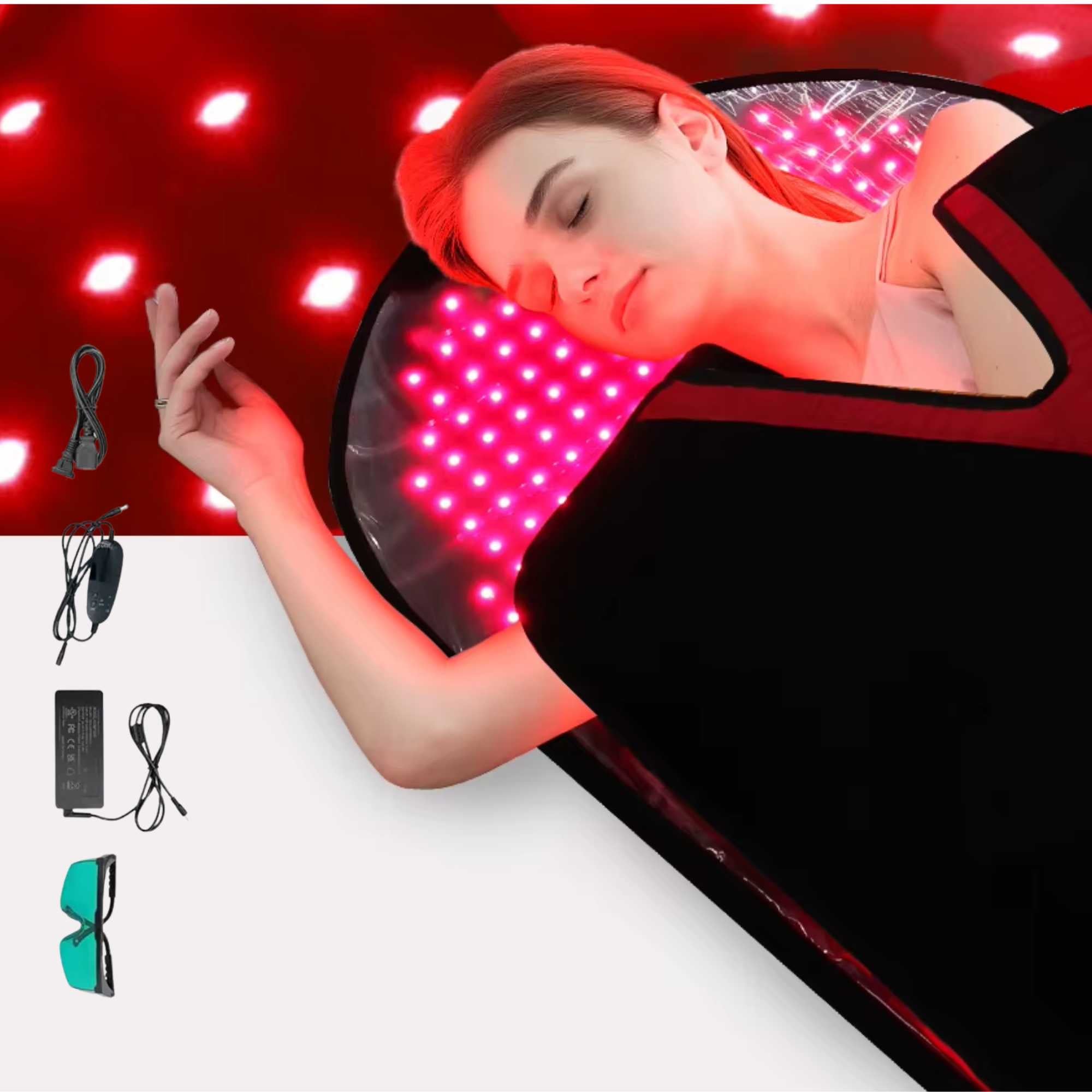 Valenluma Red Light Sleeping Bag Blanket Therapy U -Triple Chips 2480 Pcs 5050 smd led size 160x60 cm for Better Sleep