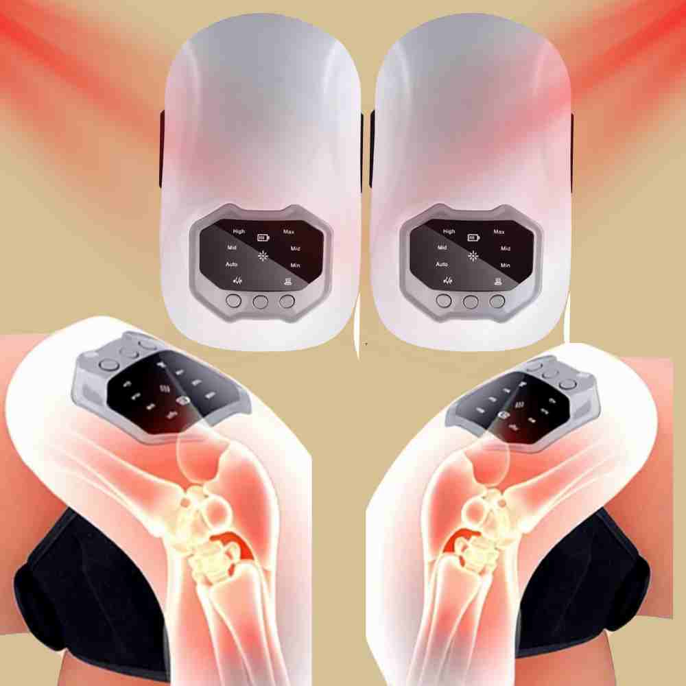 Pack of 2 Cordless Vibration Knee Massager 360° Kneading  Portable 3D Red Light Heating Knee Massager for Arthritis Pain Relief