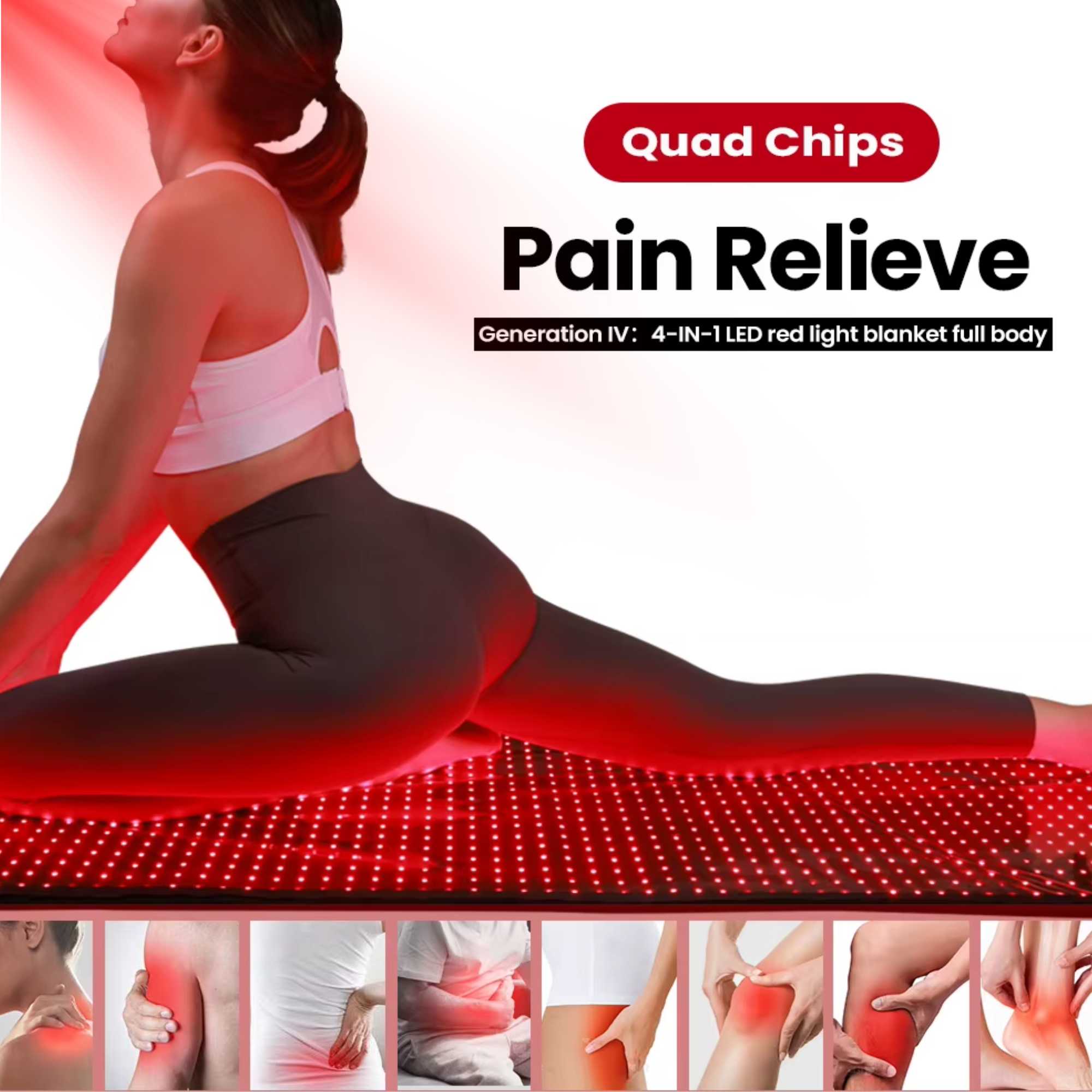 Valenluma Red Light Sleeping Bag Blanket Therapy U -Triple Chips 2480 Pcs 5050 smd led size 160x60 cm for Better Sleep