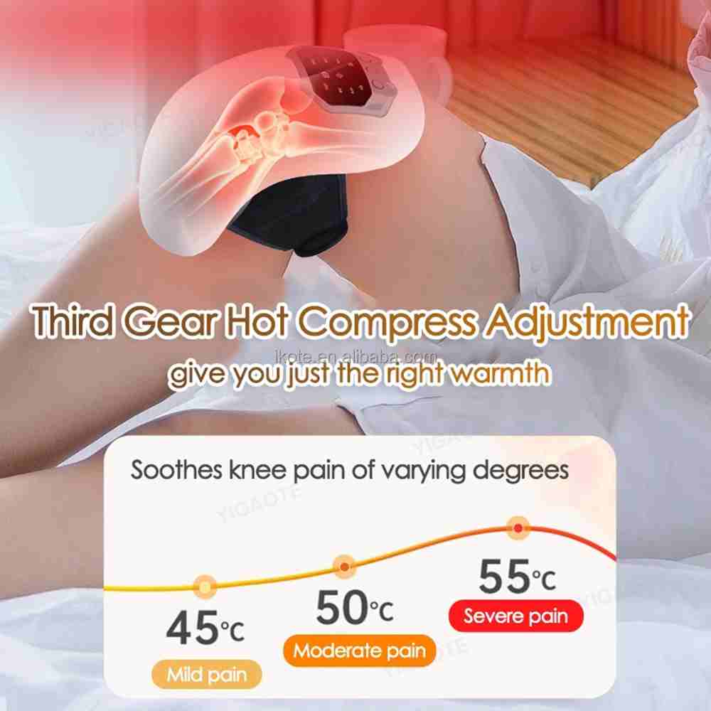 Pack of 2 Cordless Vibration Knee Massager 360° Kneading  Portable 3D Red Light Heating Knee Massager for Arthritis Pain Relief