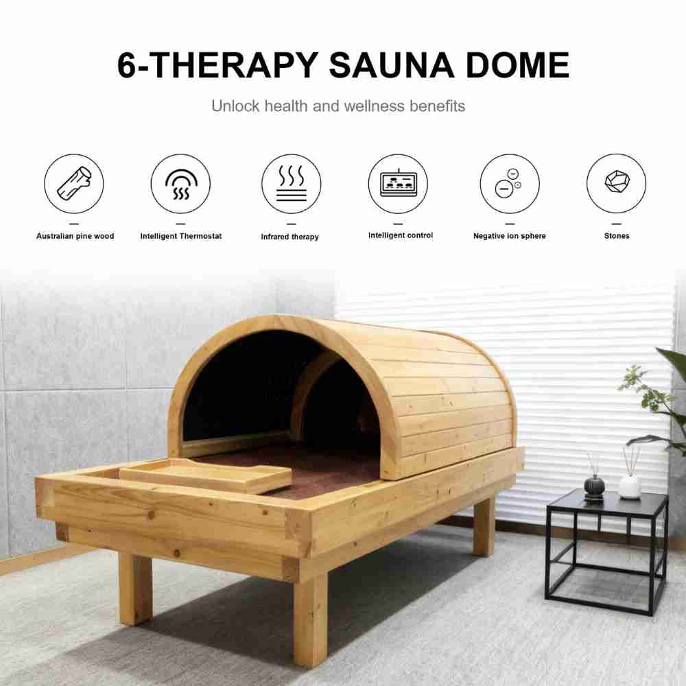 High Dose Far Infrared Sauna Dome Authentic Solid Pine Wood 3 heating Zone  207 Pcs Tourmaline Negative Ion for Spa Clinic Home use