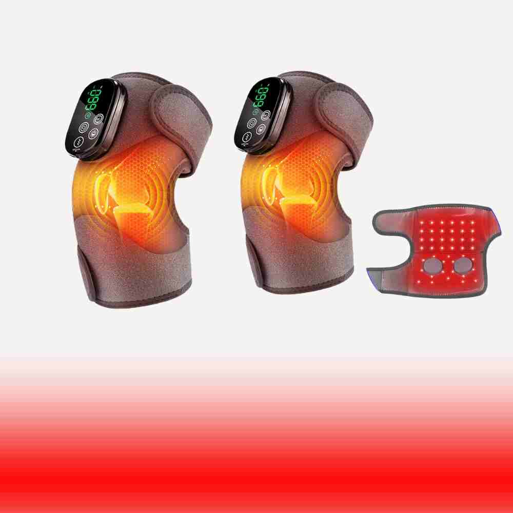 Pack of 2 Red-light Therapy Knee Massager with Heat & Vibration Massage Elbow Shoulder Knee Wrap Belt