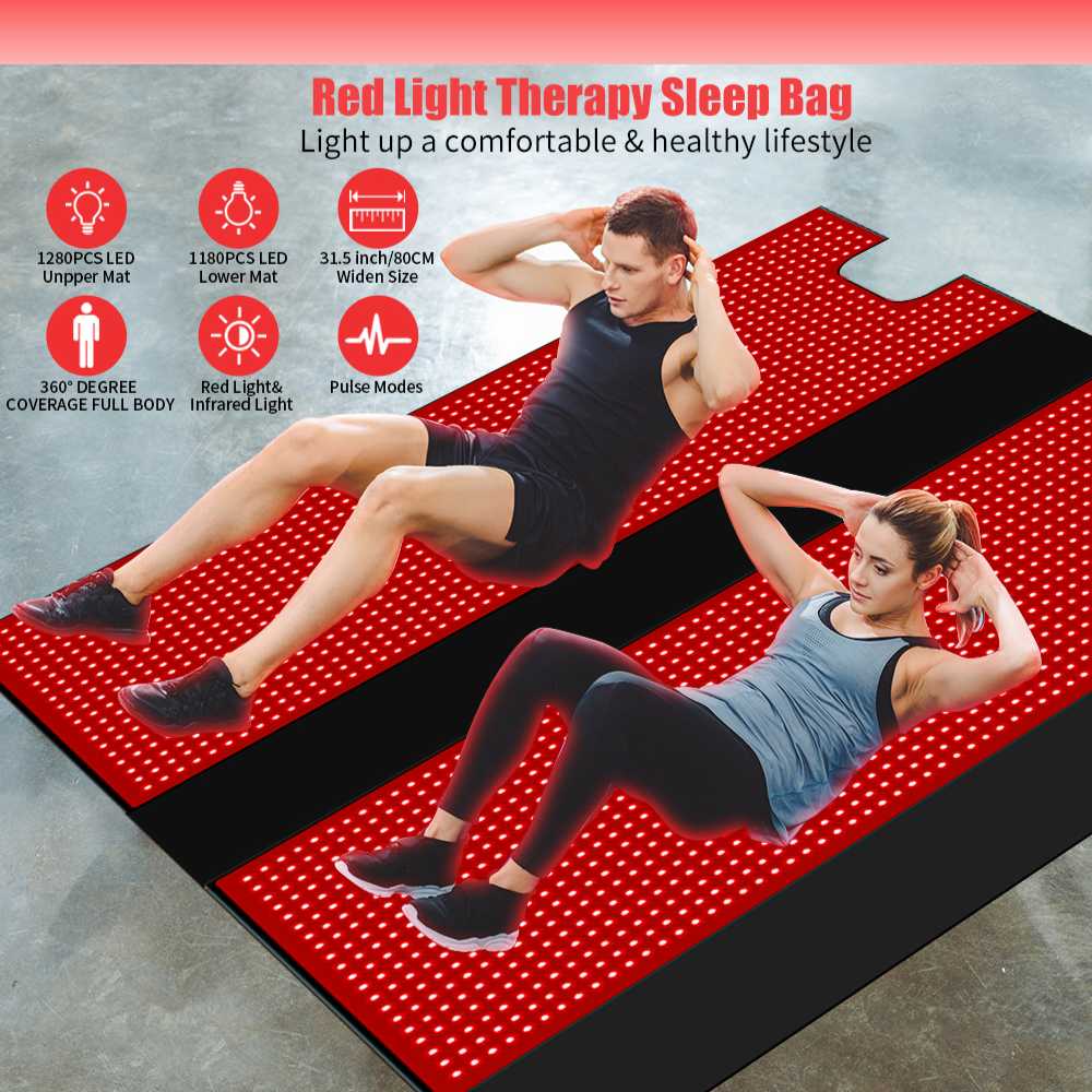 Valenluma Red Light Sleeping Bag Blanket 2560LEDs Red &Near Infrared 660nm 850nm Red Large size 180x80x20 cm Pain Relief