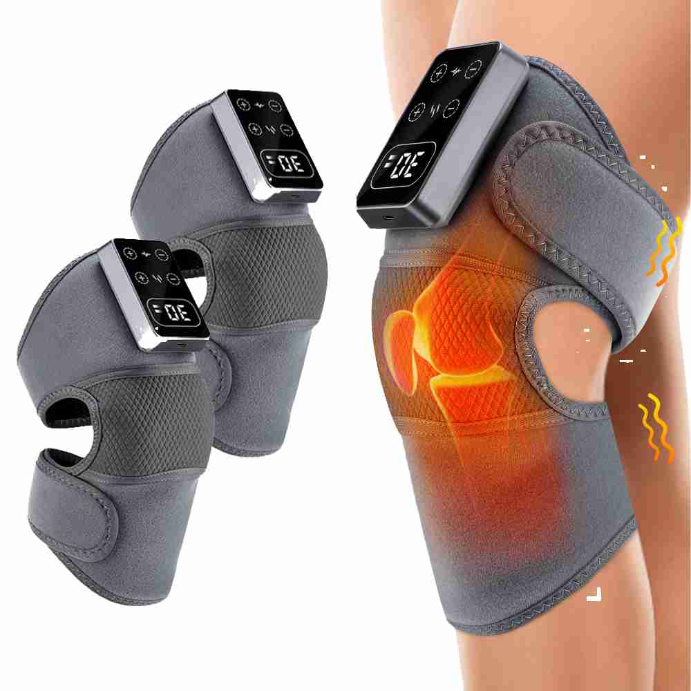 Pack of 2 Electric Wireless Knee Massager Heating Touch Panel 3000mAh Battery for Running/Weightlifting Non-Slip Knee