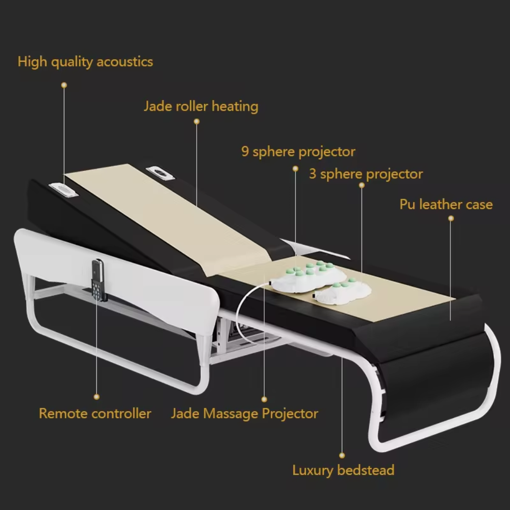 ValenStone Portable Automatic Electric Rolling Infrared Jade Stone Massage Therapy Smart Bed with LCD Remote Control