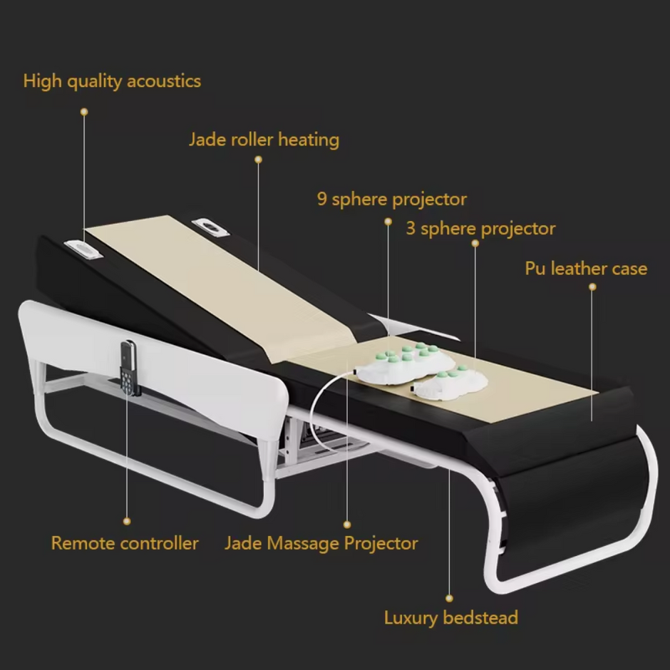 ValenStone Portable Automatic Electric Rolling Infrared Jade Stone Massage Therapy Smart Bed with LCD Remote Control