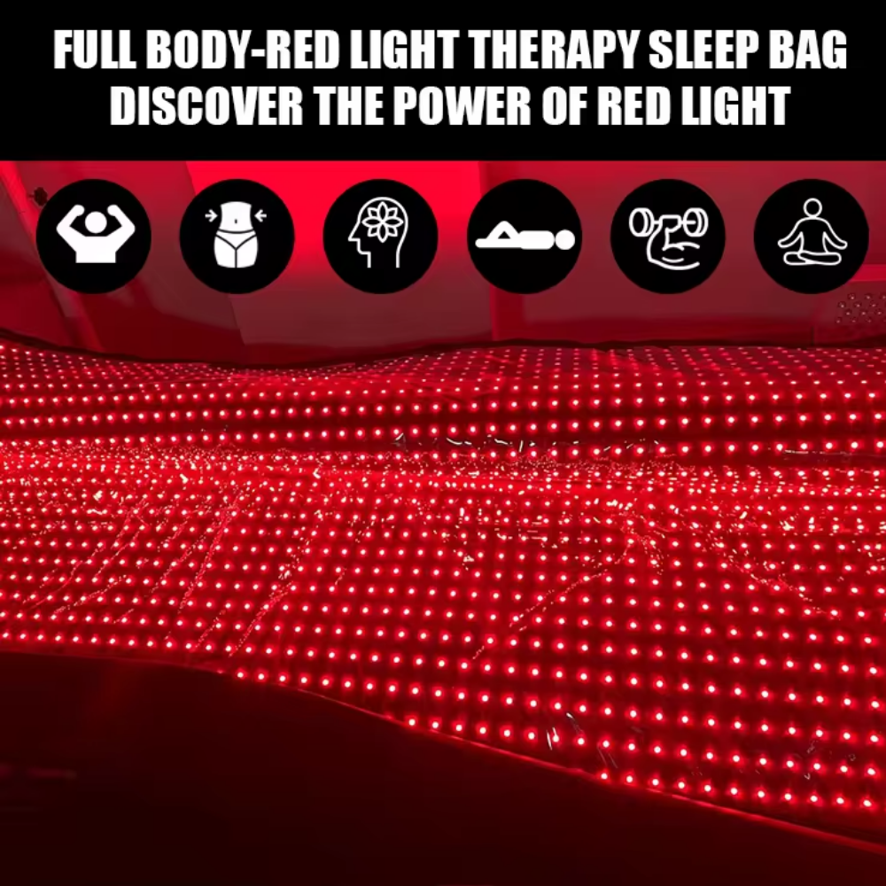 Red Light Therapy Sleep Bag with 2,560 LED  Tri Chip 3-in-1 Chip 660nm & 850nm Infrared Light Full Body Pod for Pain Relief, Skin Rejuvenation - Large Pad Sleeping Bag Beauty Therapy Device