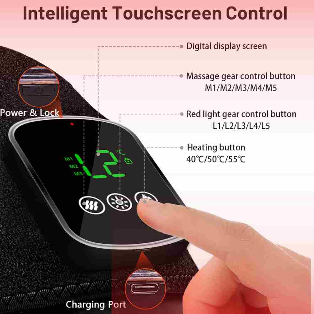 Pack of 2 Wireless Red Light Therapy & Vibration Massage Knee Brace