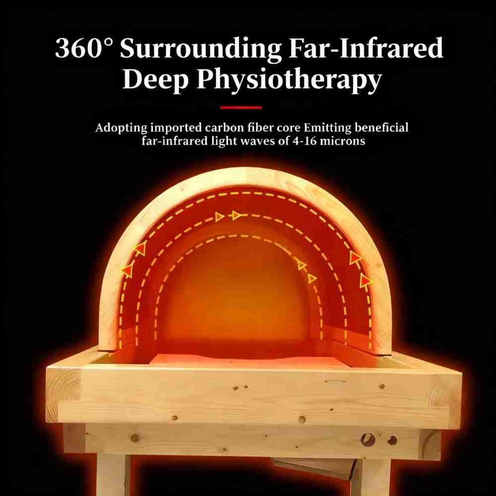 High Dose Far Infrared Sauna Dome Authentic Solid Pine Wood 3 heating Zone  207 Pcs Tourmaline Negative Ion for Spa Clinic Home use
