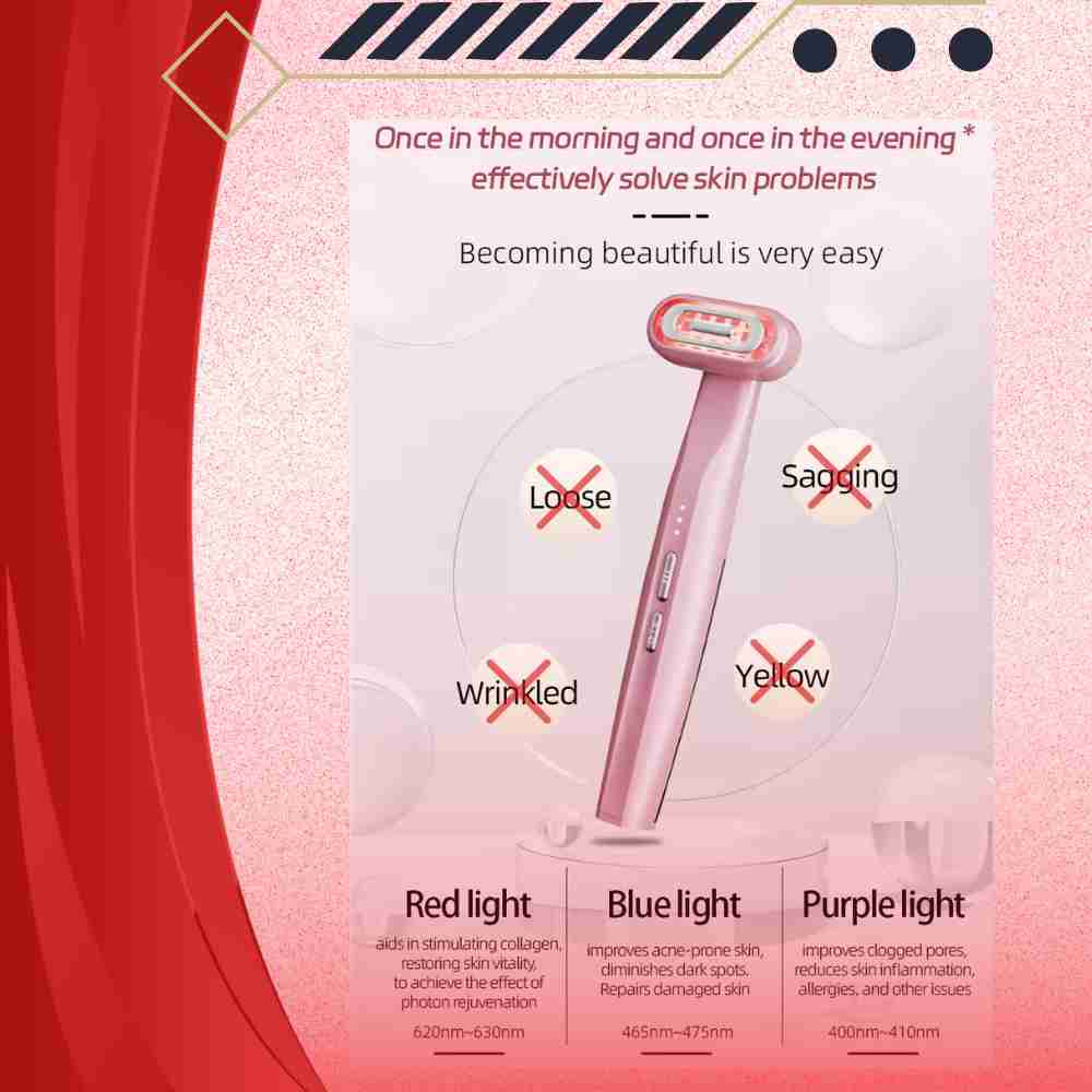 Valenluma Red Light Facial Wand 360 Degree LCD Display  Microcurrent for Lift Face Tighten Firmer Home Use