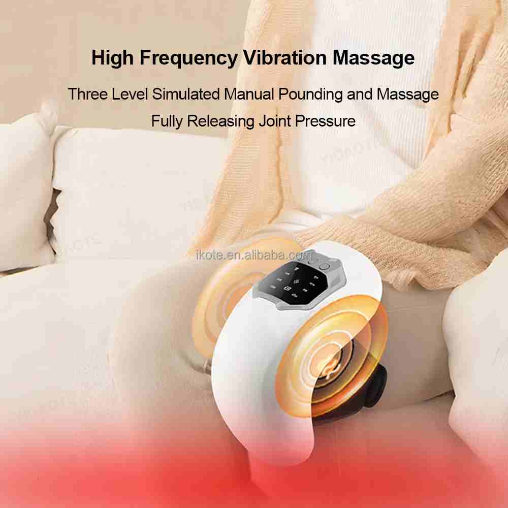Pack of 2 Cordless Vibration Knee Massager 360° Kneading  Portable 3D Red Light Heating Knee Massager for Arthritis Pain Relief
