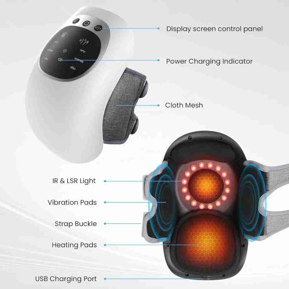Pack of 2 Wireless Red Light Therapy Knee Massager with Heat Pain Relief Massager for Home use or  Office