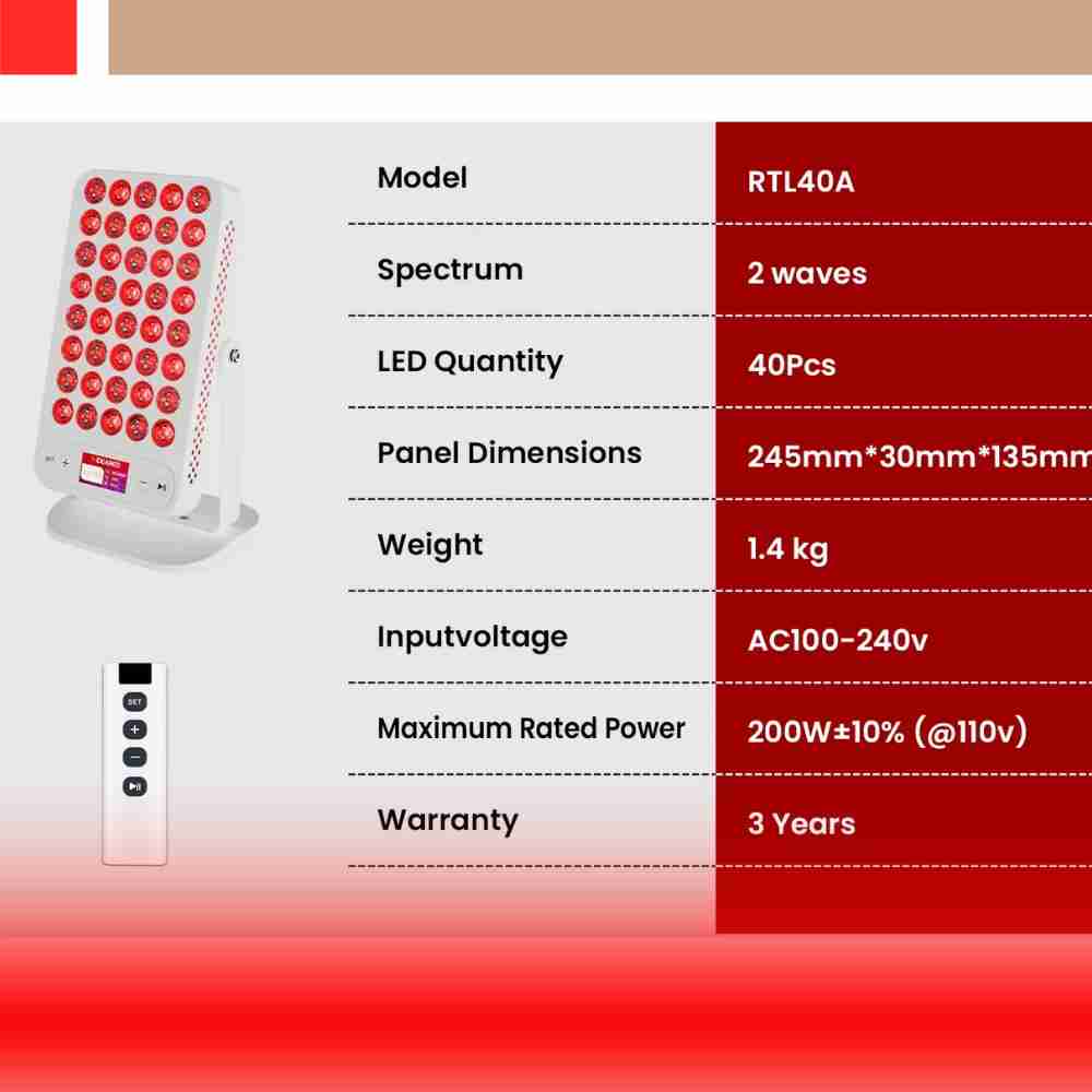 Portable Red Light Therapy Min Handheld Panel Dual Chips 40PCS 660 850nm Rotating Stands Travel Home or Office Use