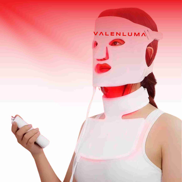 Valenluma Red Light Face Mask Facial Silicone Near Infrared Led Light Therapy Mask Red Light Face and Neck Mask