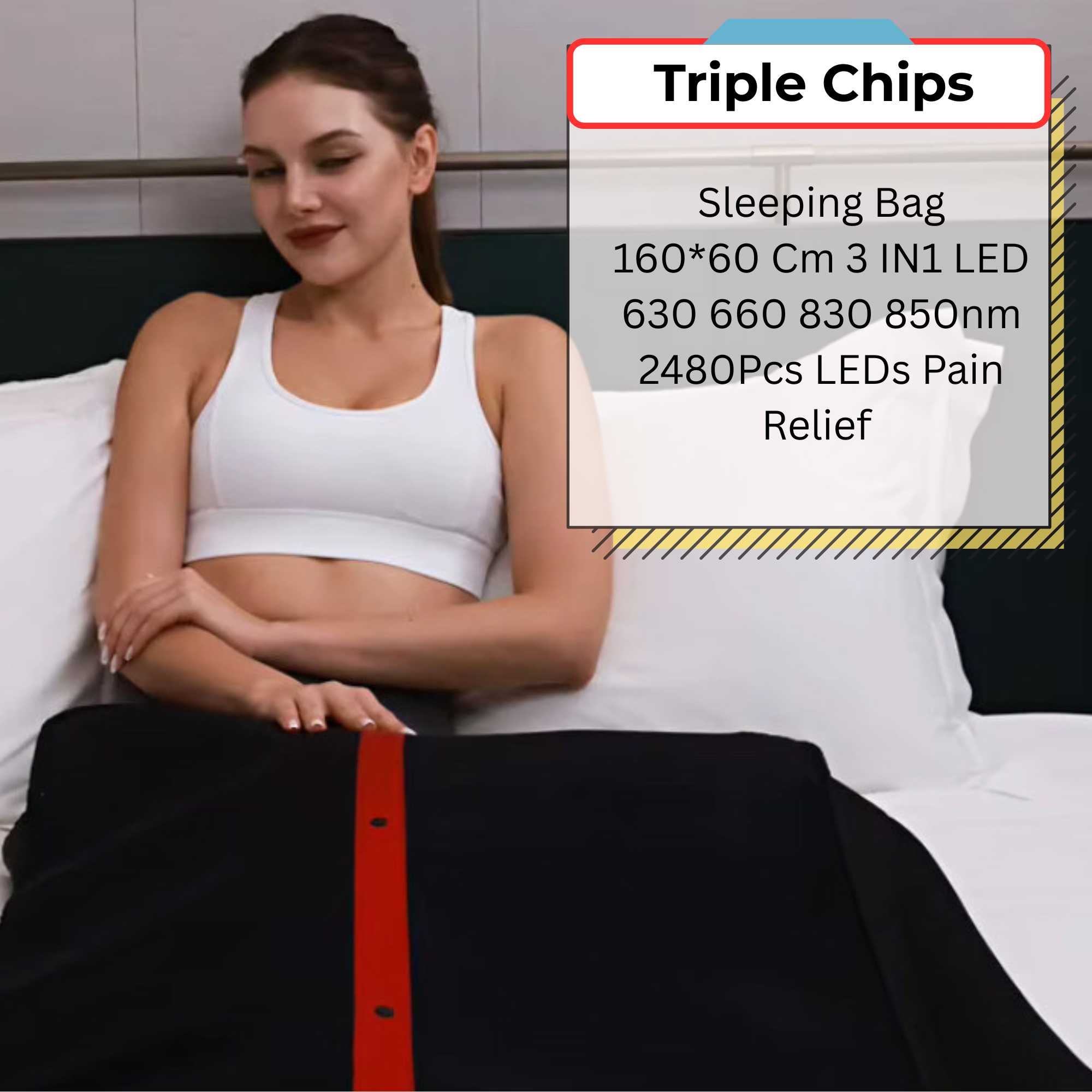 Valenluma Red Light Sleeping Bag Blanket Therapy U -Triple Chips 2480 Pcs 5050 smd led size 160x60 cm for Better Sleep