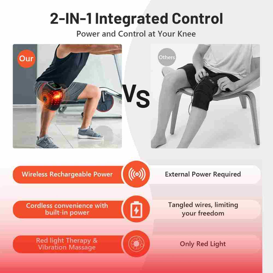 Pack of 2 Wireless Red Light Therapy & Vibration Massage Knee Brace