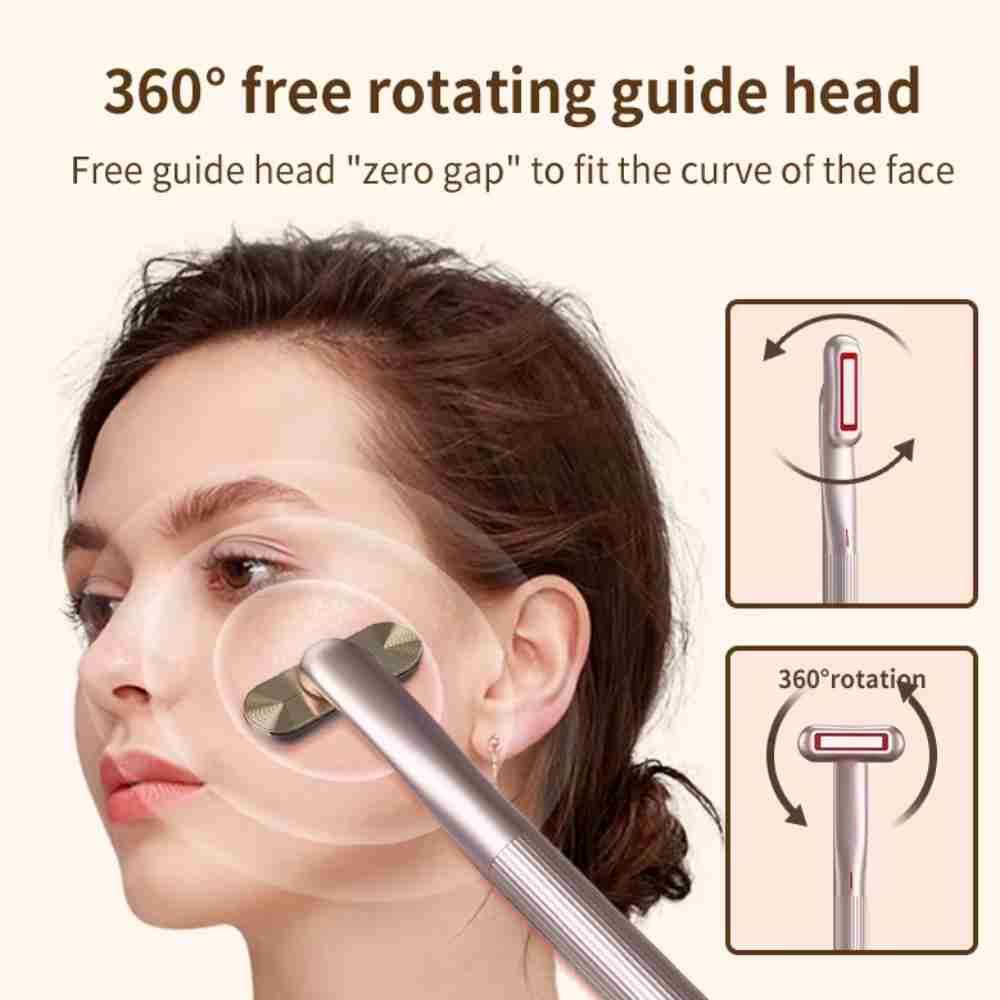 All in One Red Light Facial Wand 4 in 1 Multifunction Vibrating Heat 360 Degree  Face Eye Massager Wand