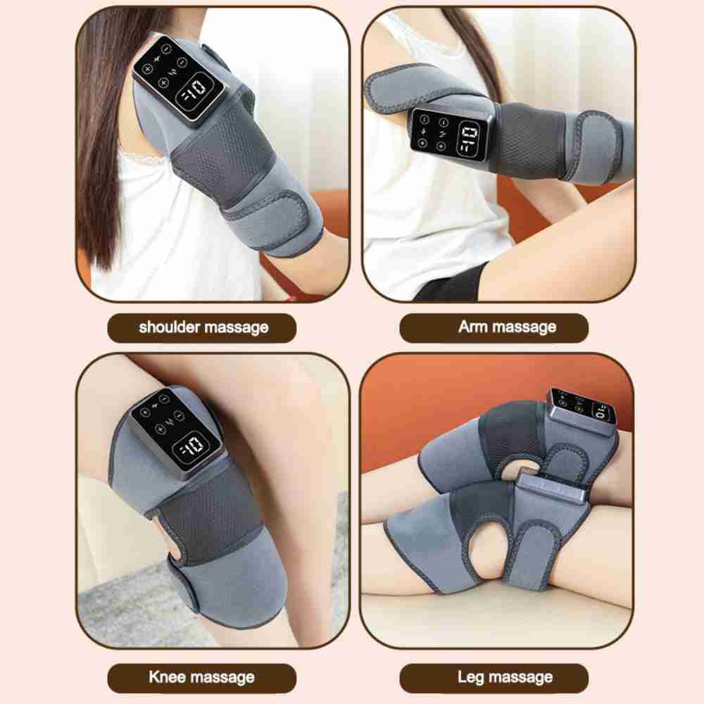 Pack of 2 Electric Wireless Knee Massager Heating Touch Panel 3000mAh Battery for Running/Weightlifting Non-Slip Knee