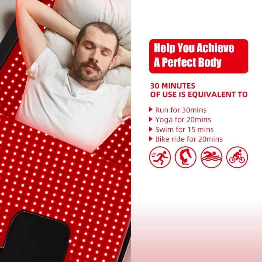 Valenluma Red Light Sleeping Bag Blanket 2560LEDs Red &Near Infrared 660nm 850nm Red Large size 180x80x20 cm Pain Relief
