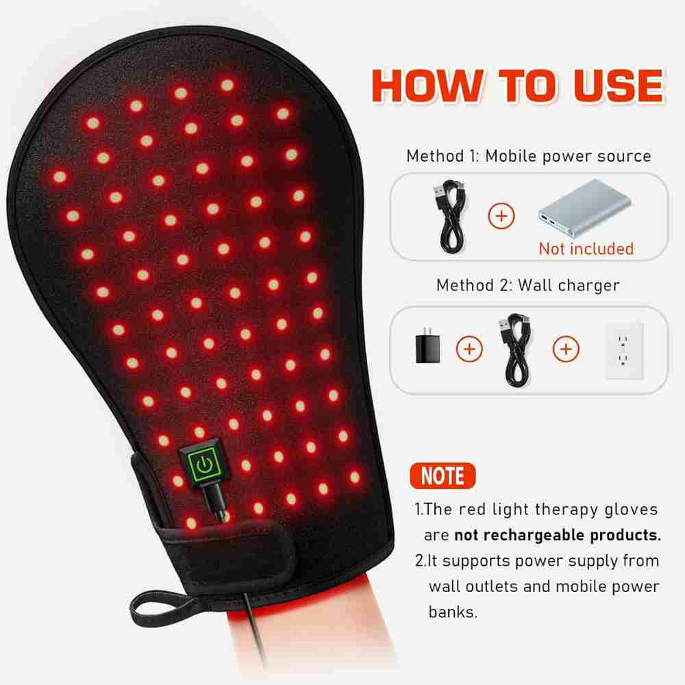 Pack of 2 red light therapy hand Gloves 3-in-1 Chip Design  Hand Joint Pain Relief