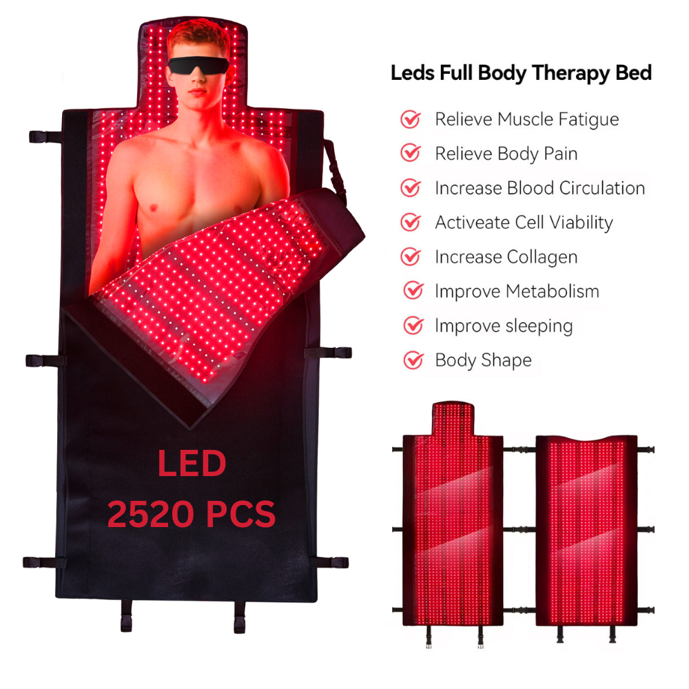 Infrared Light Therapy Sleeping Bag Full Body Blanket Collagen Production Medical-Grade TPU Red Light Therapy Mat for Full Body Pain Relief, 160x70 CM Dual Wavelength Infrared Red Light Blanket with 2520 LEDs for Home Use