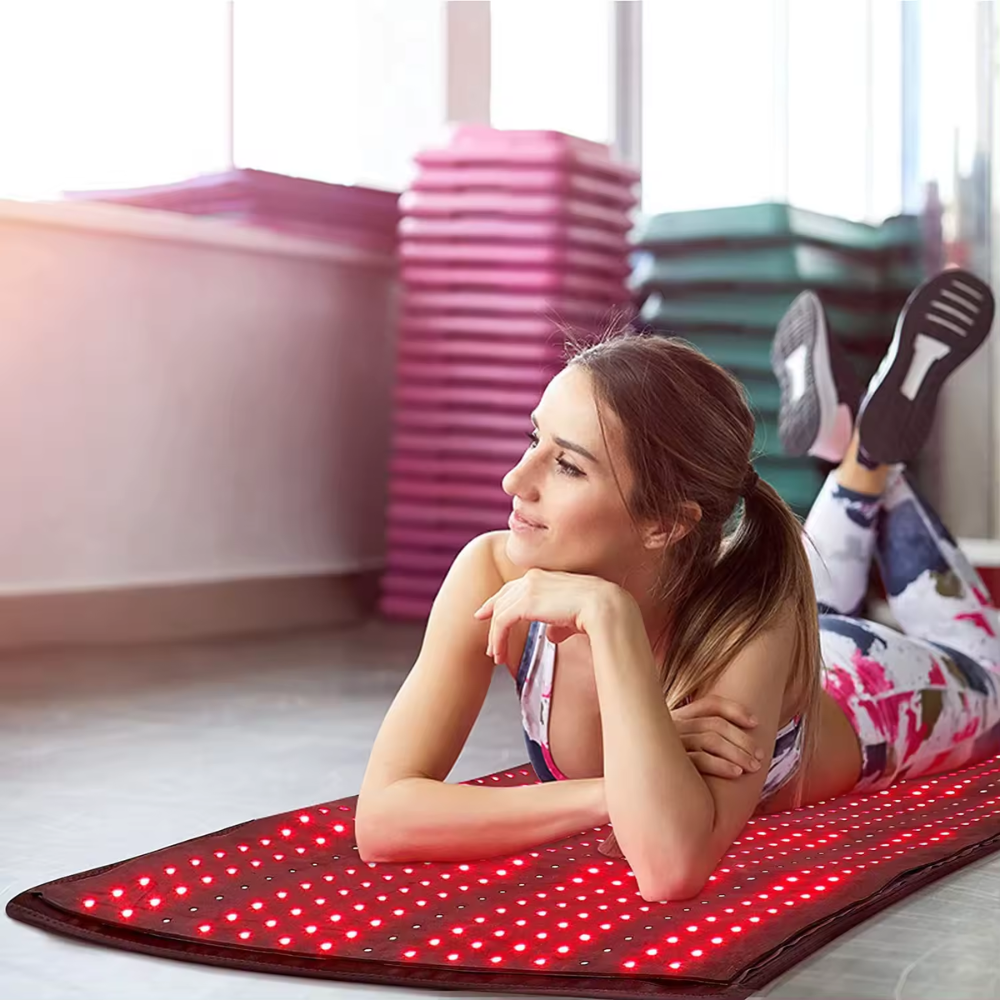 Higher Dose Red Light Mat Full Body LED 660nm Red Light Therapy Mat LED 3840 Pcs 1280pcs red light (660 nm) and 2560pcs invisible infrared lights Near Infrared Light Therapy Devices for Whole Full Body Pain Relief
