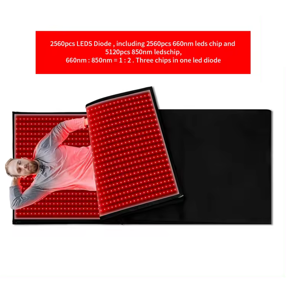 Red Light Therapy Sleep Bag with 2,560 LED  Tri Chip 3-in-1 Chip 660nm & 850nm Infrared Light Full Body Pod for Pain Relief, Skin Rejuvenation - Large Pad Sleeping Bag Beauty Therapy Device