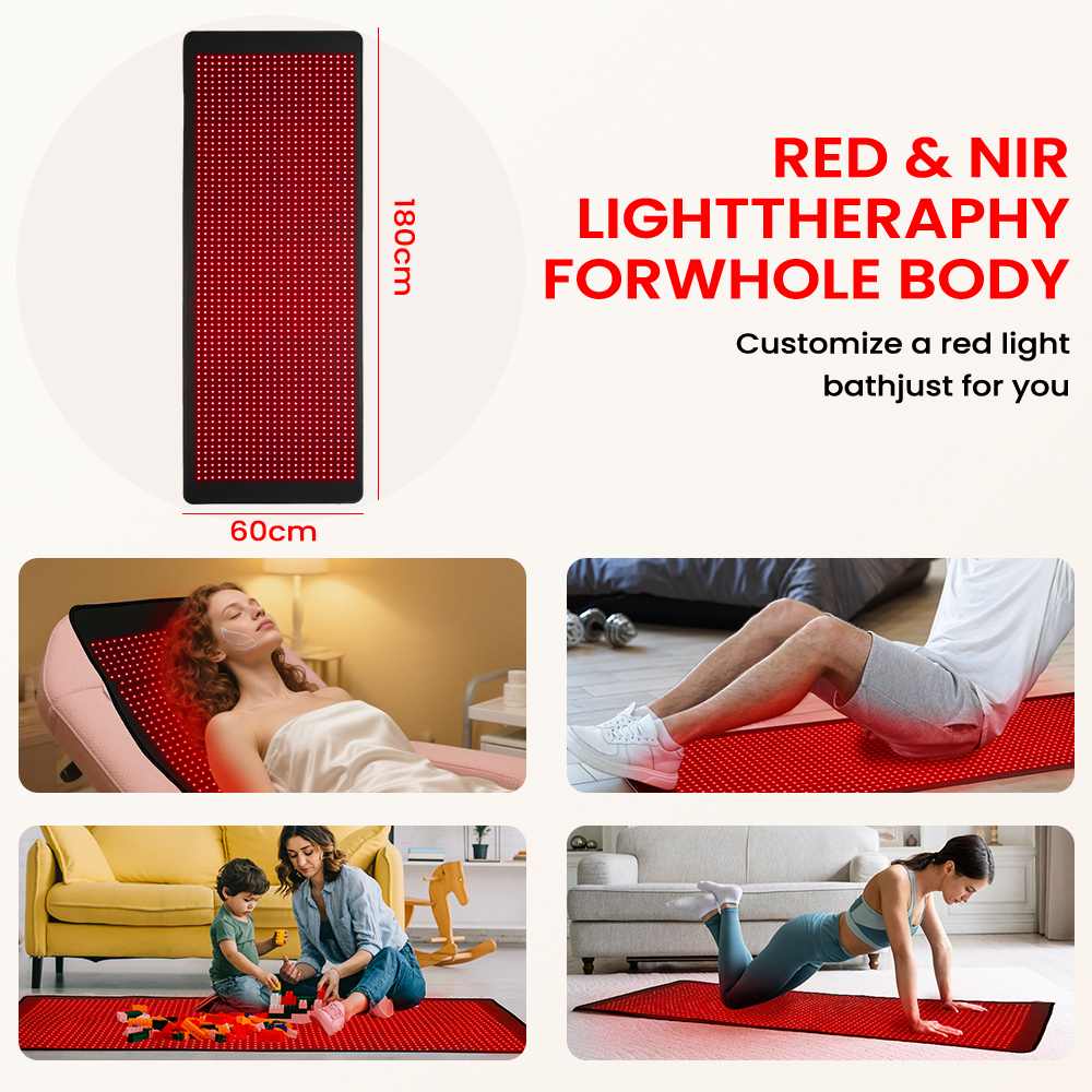 Valenluma Full Body Red Light Therapy Mat 1540 Pcs 3core LED(660nm*1540pcs,850nm*3080pcs), 3 Chips in 1 Bead size 180x60 CM