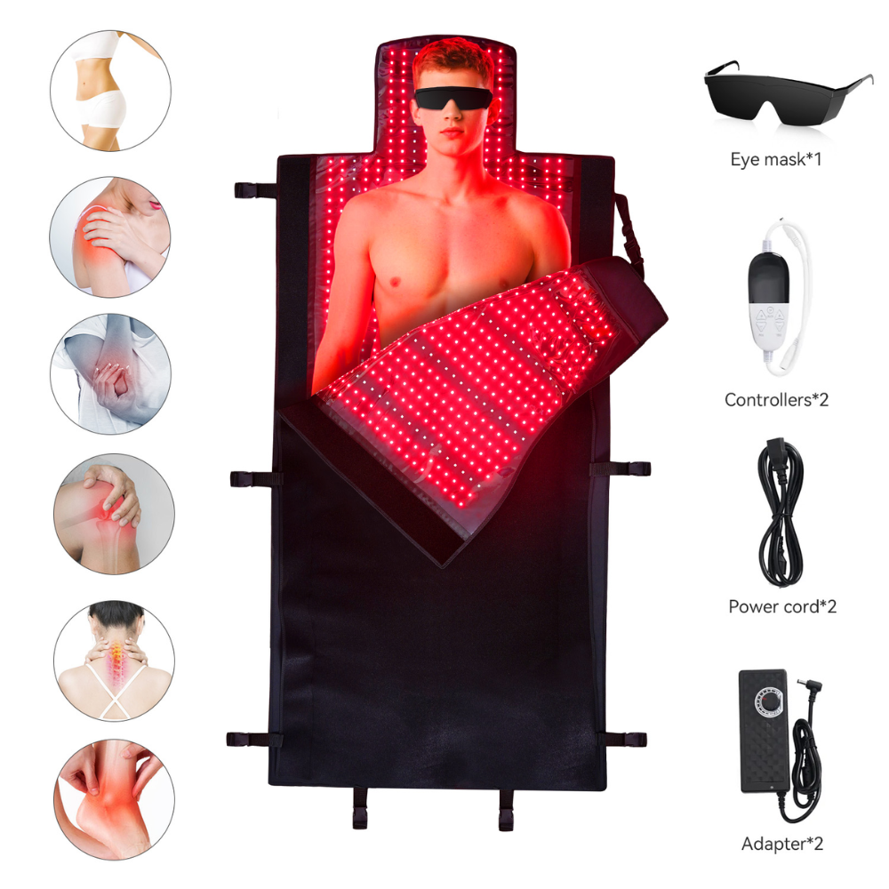 Infrared Light Therapy Sleeping Bag Full Body Blanket Collagen Production Medical-Grade TPU Red Light Therapy Mat for Full Body Pain Relief, 160x70 CM Dual Wavelength Infrared Red Light Blanket with 2520 LEDs for Home Use