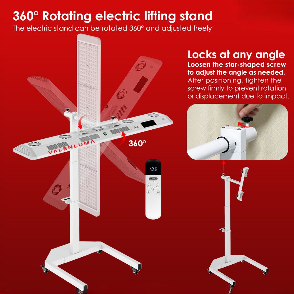 Valenluma Core Infinity Series Infrared Light Panel LED Red Light Therapy Panel 2400 W with Stand and Voice Control 480 Pcs – 7 Wavelength Full Body System