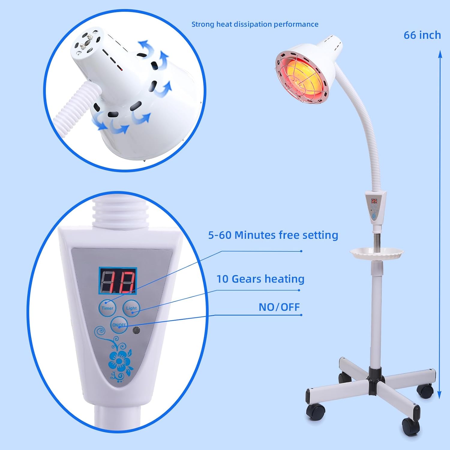 Infrared-Light-Red-Heat-lamp - 275W Near Red Infrared Heat Lamp for Relieve Joint Pain and Muscle Aches for Body Standing Heat Lamp