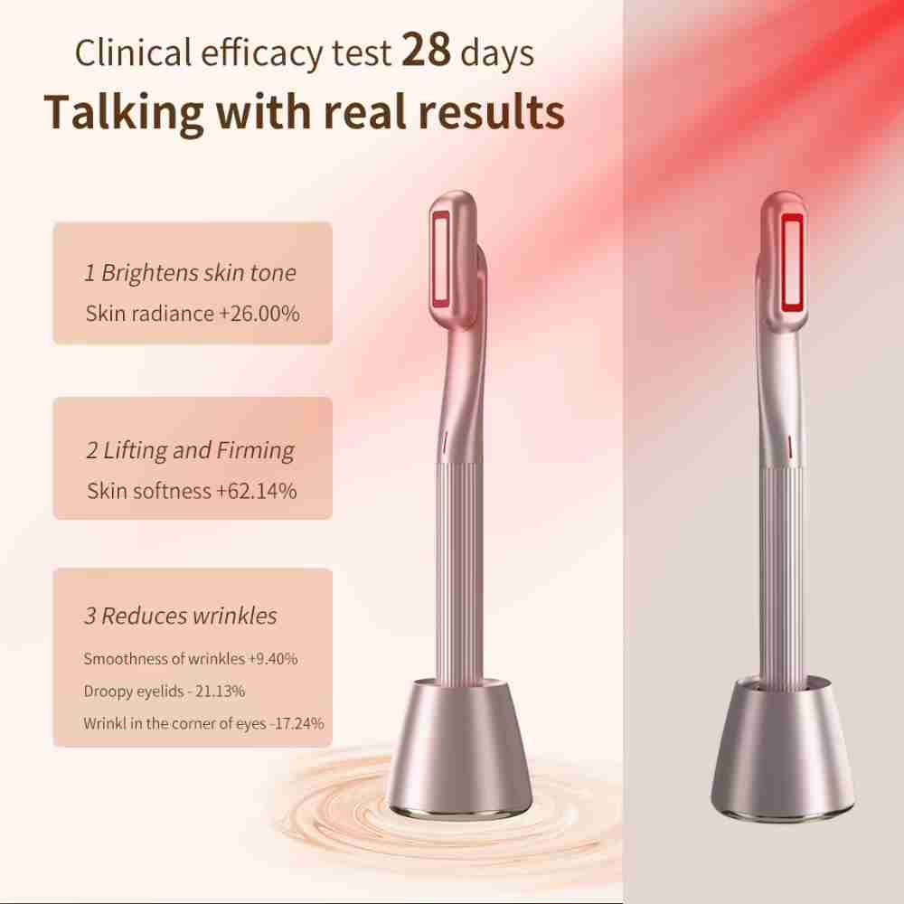 All in One Red Light Facial Wand 4 in 1 Multifunction Vibrating Heat 360 Degree  Face Eye Massager Wand
