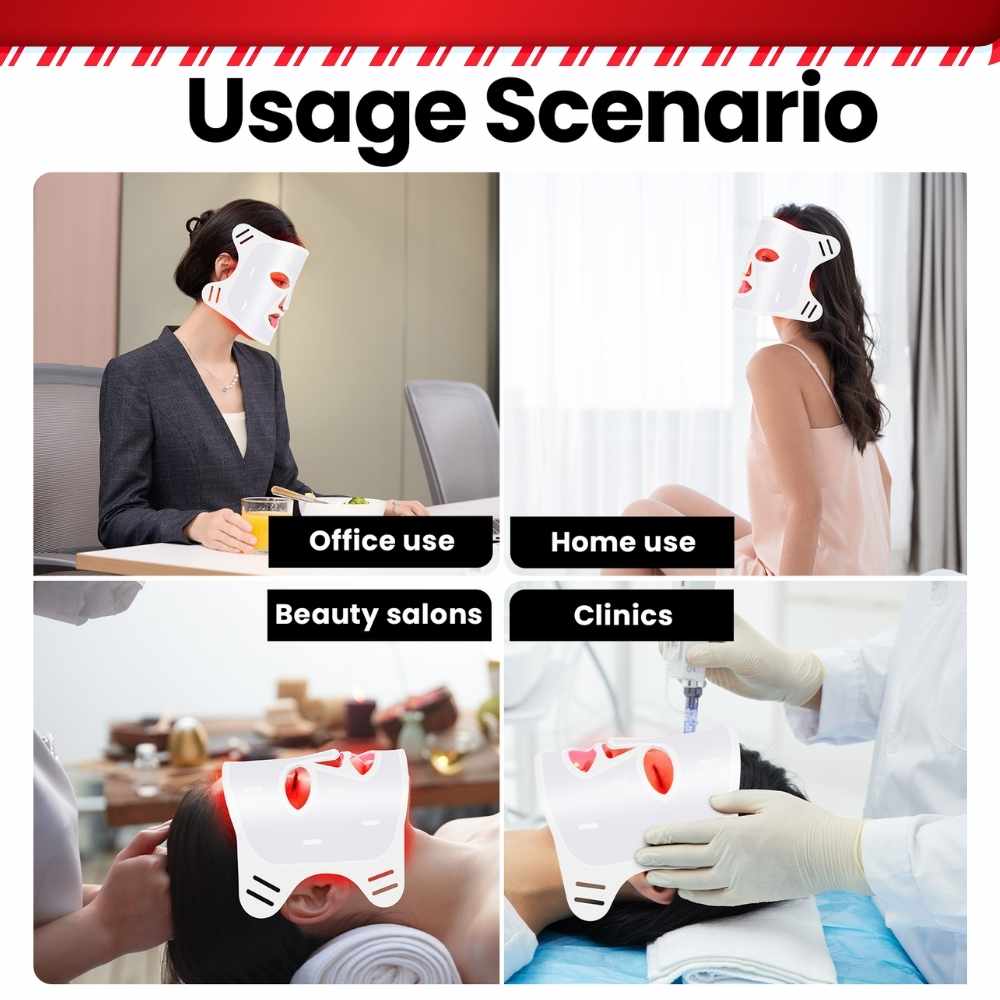 Valenluma Red Light Face Mask Facial Silicone Near Infrared Led Light Therapy Mask Red Light Face and Neck Mask