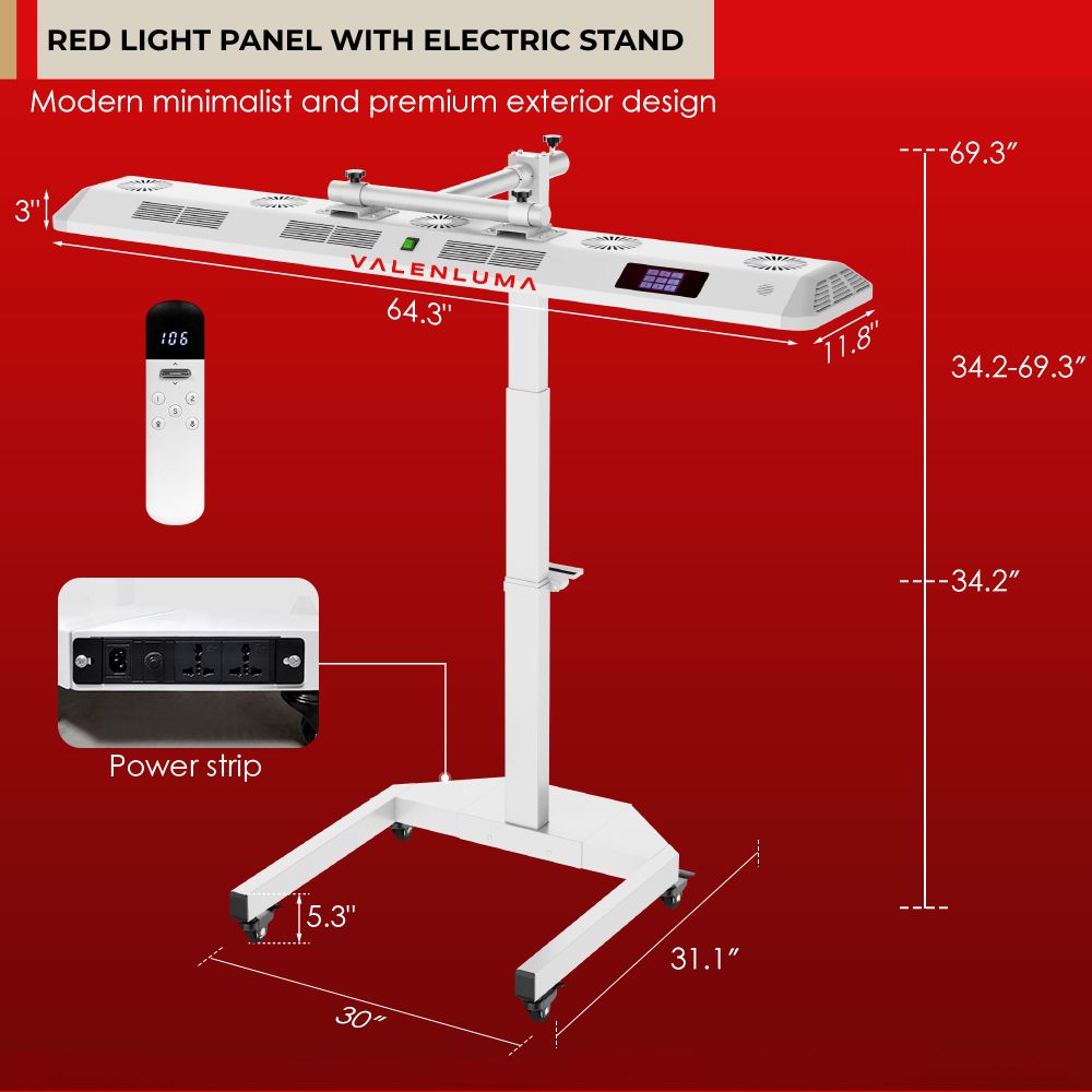 Valenluma Core Infinity Series Infrared Light Panel LED Red Light Therapy Panel 2400 W with Stand and Voice Control 480 Pcs – 7 Wavelength Full Body System