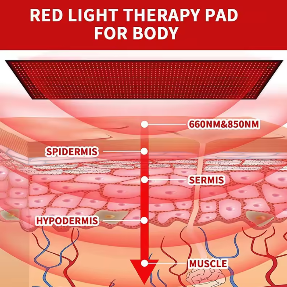 Higher Dose Red Light Mat Full Body LED 660nm Red Light Therapy Mat LED 3840 Pcs 1280pcs red light (660 nm) and 2560pcs invisible infrared lights Near Infrared Light Therapy Devices for Whole Full Body Pain Relief